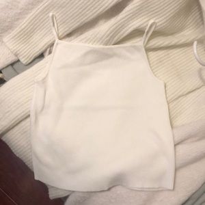 White knit camisole top